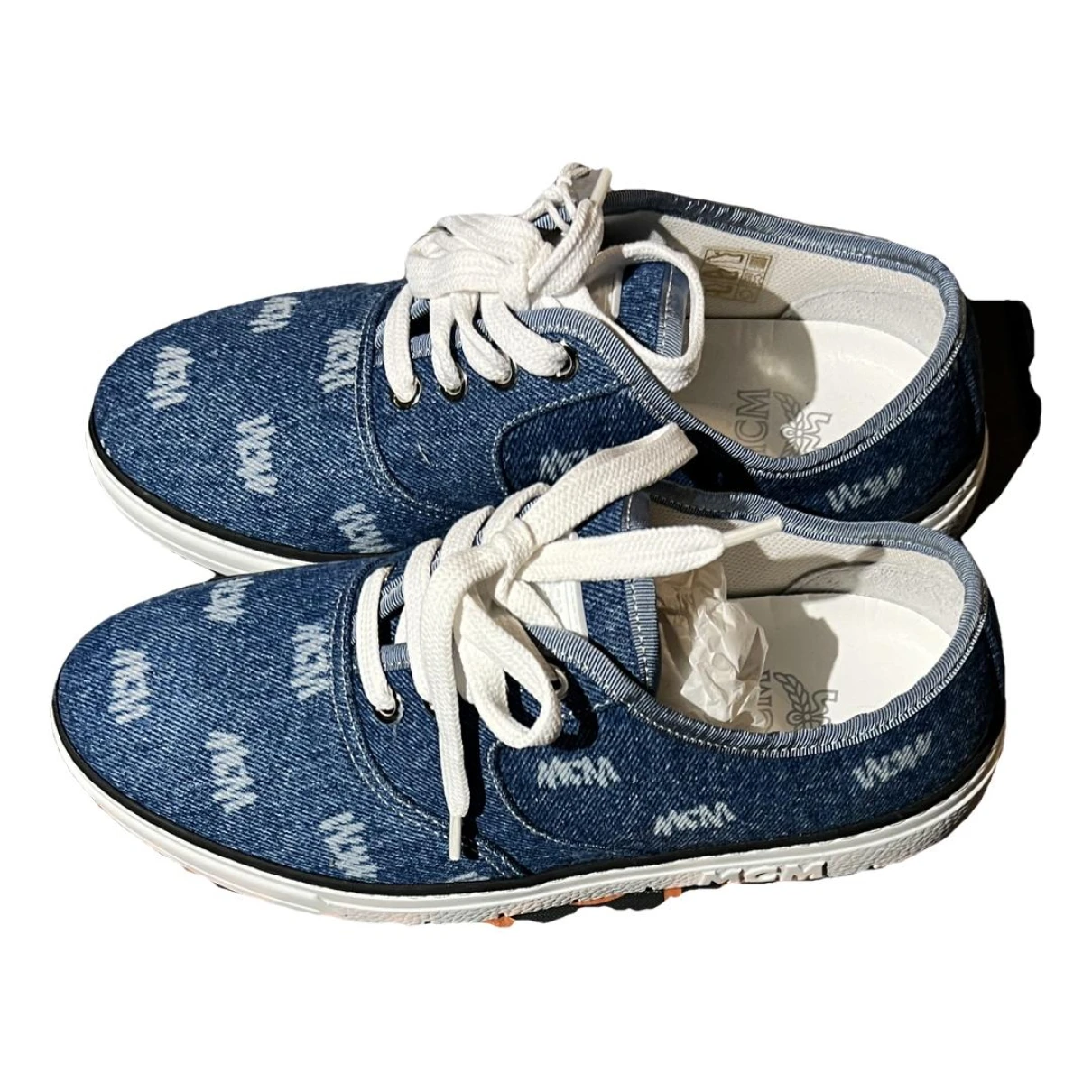 Pre-owned Mcm Cloth Trainers In Blue