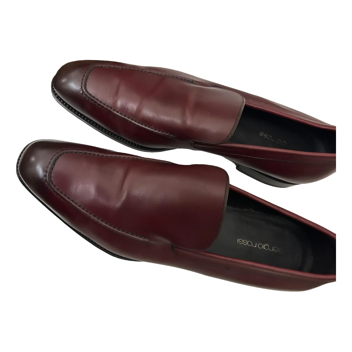 Pre-owned Sergio Rossi Leather Flats In Burgundy
