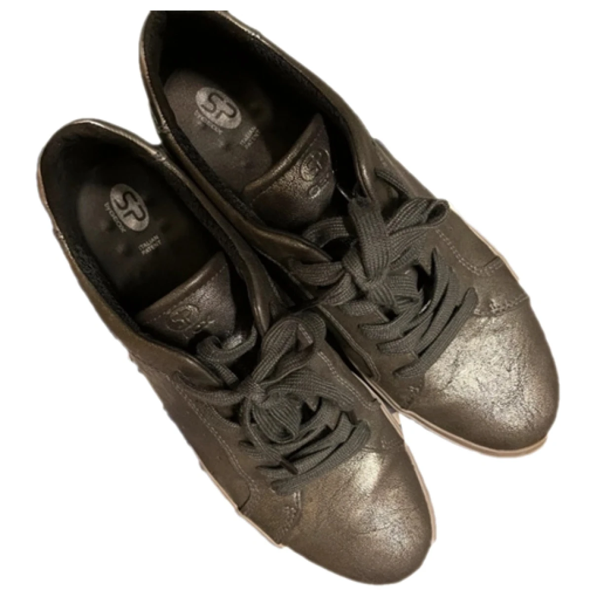 Pre-owned Geox Leather Trainers In Grey