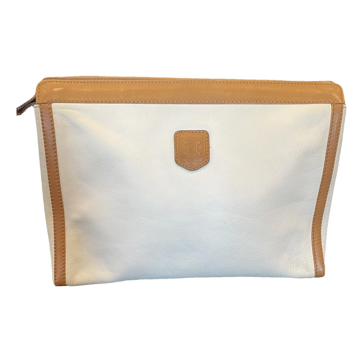 Pre-owned Celine Leather Clutch Bag In White