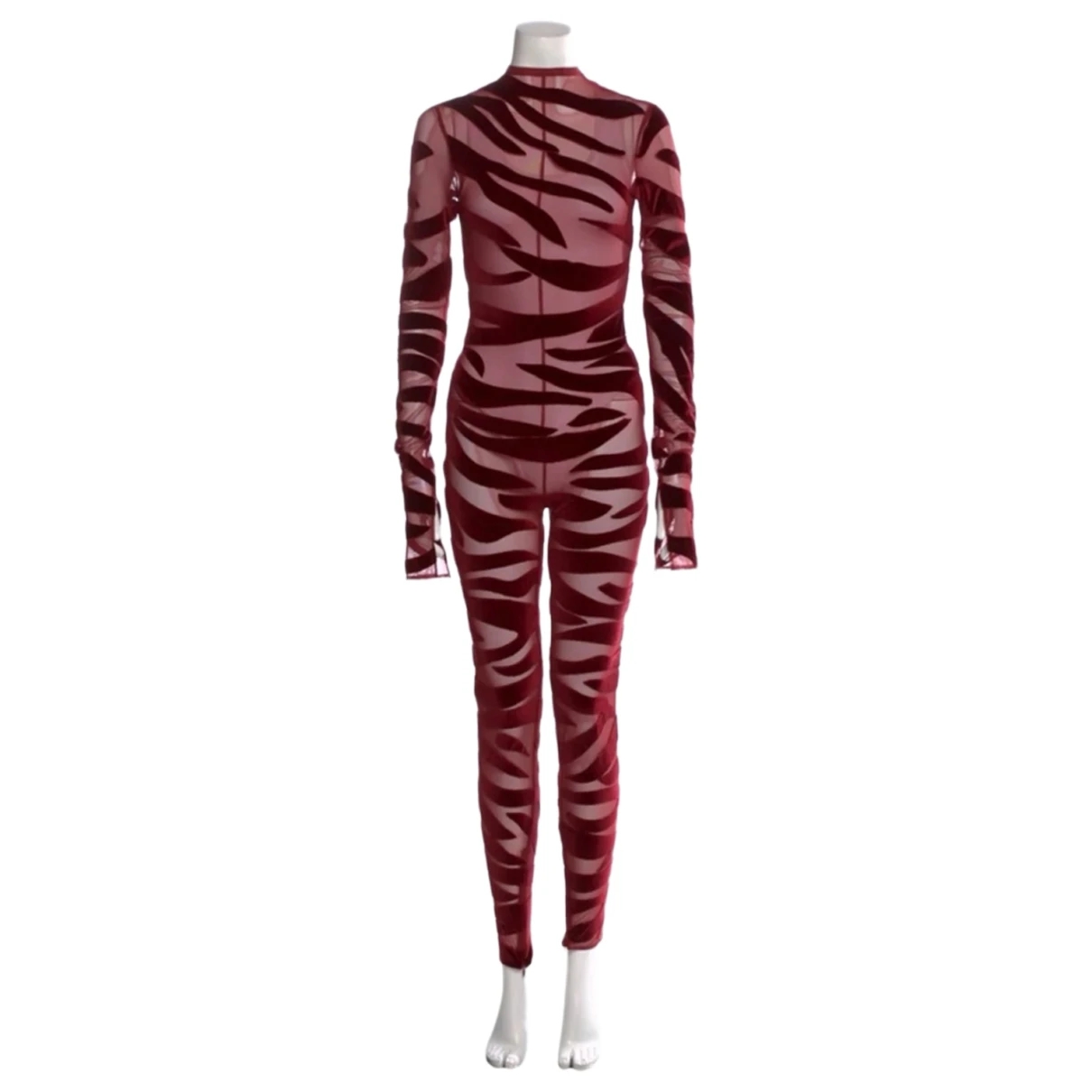 Pre-owned Laquan Smith Velvet Jumpsuit In Red