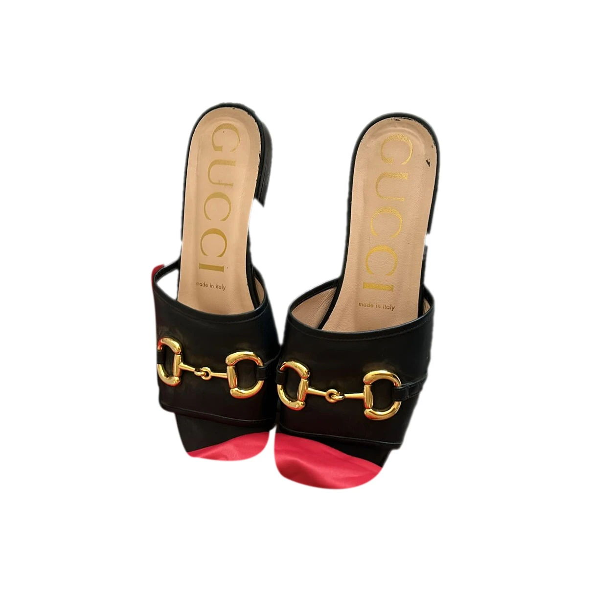 Pre-owned Gucci Leather Mules In Black