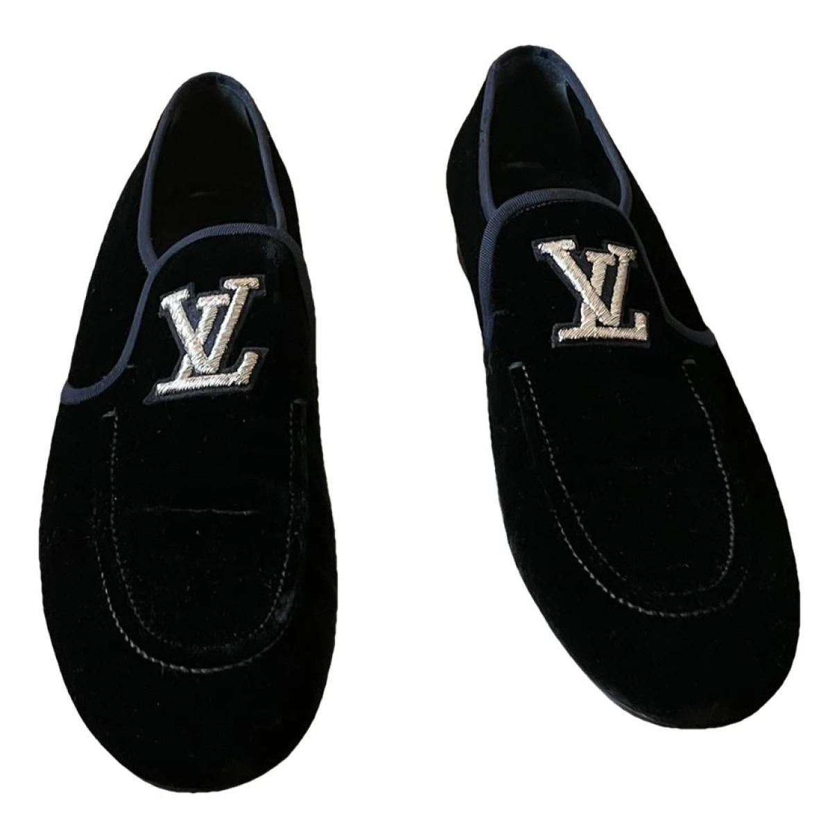 Pre-owned Louis Vuitton Tweed Flats In Black