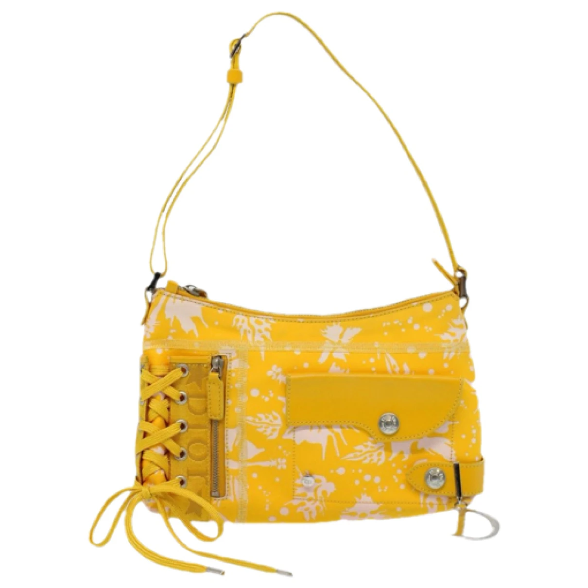 Pre-owned Dior Cloth Clutch Bag In Yellow