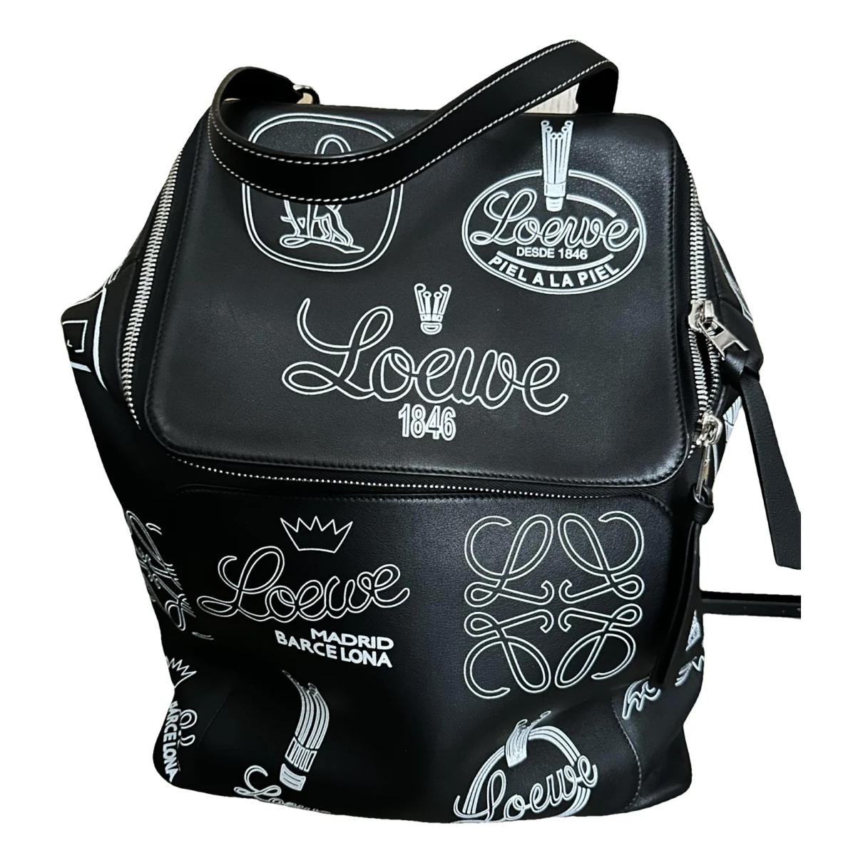 Pre-owned Loewe Goya Leather Bag In Black