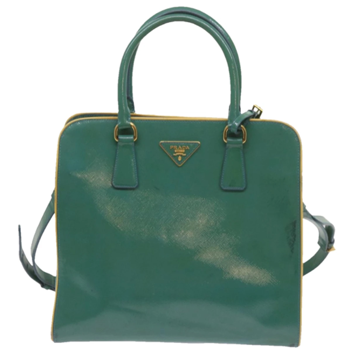 Pre-owned Prada Saffiano Leather Handbag In Green