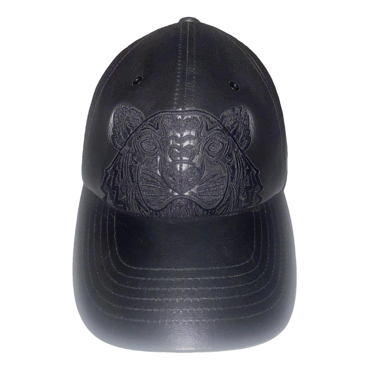 Pre-owned Kenzo Tiger Leather Hat In Black