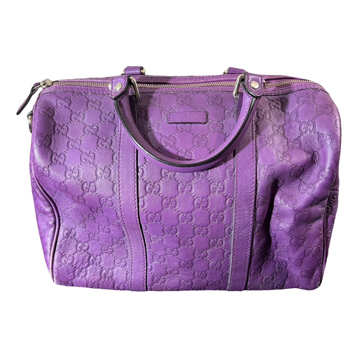 Pre-owned Gucci Boston Leather Handbag In Purple