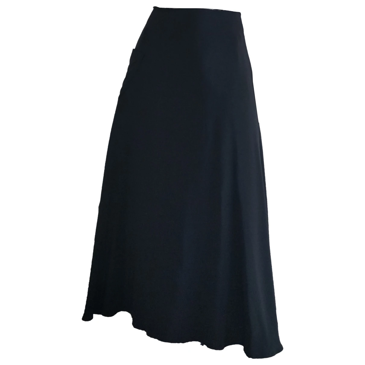 Pre-owned Yohji Yamamoto Silk Maxi Skirt In Black