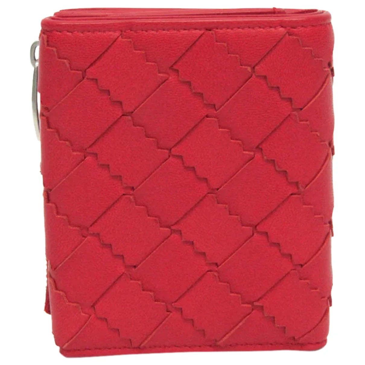 Pre-owned Bottega Veneta Intrecciato Leather Wallet In Red