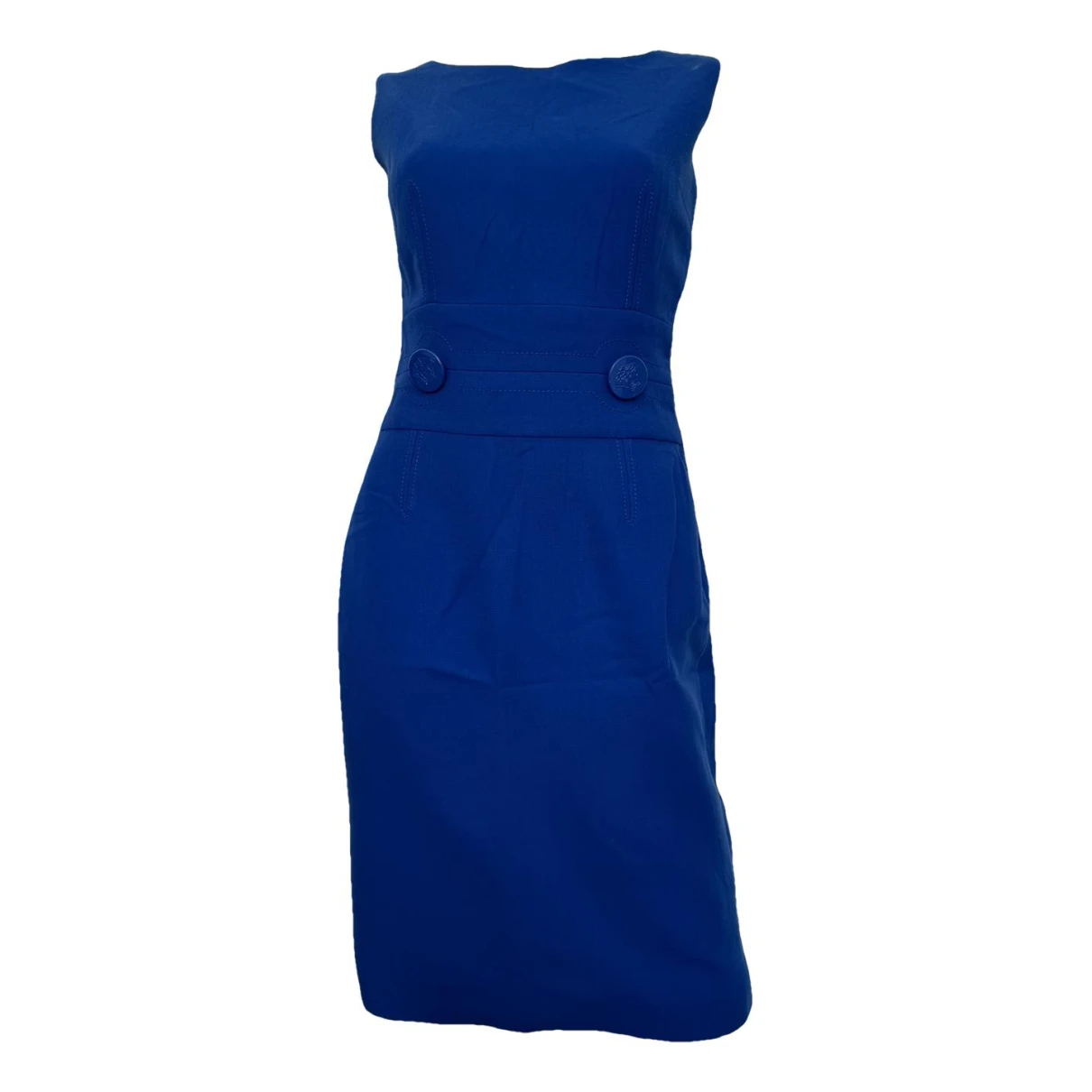 Pre-owned Versace Wool Mid-length Dress In Blue