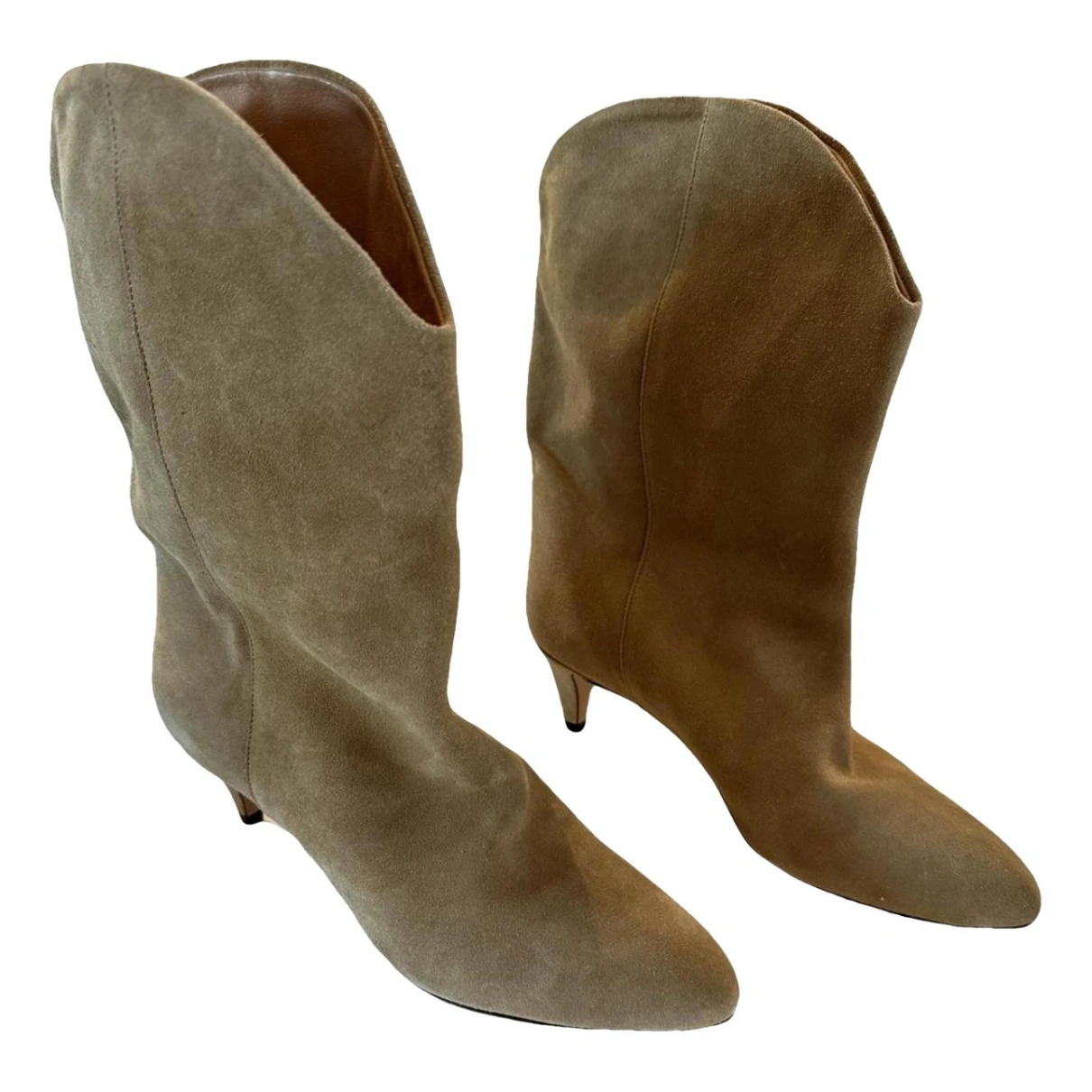 Pre-owned Isabel Marant Leather Ankle Boots In Beige