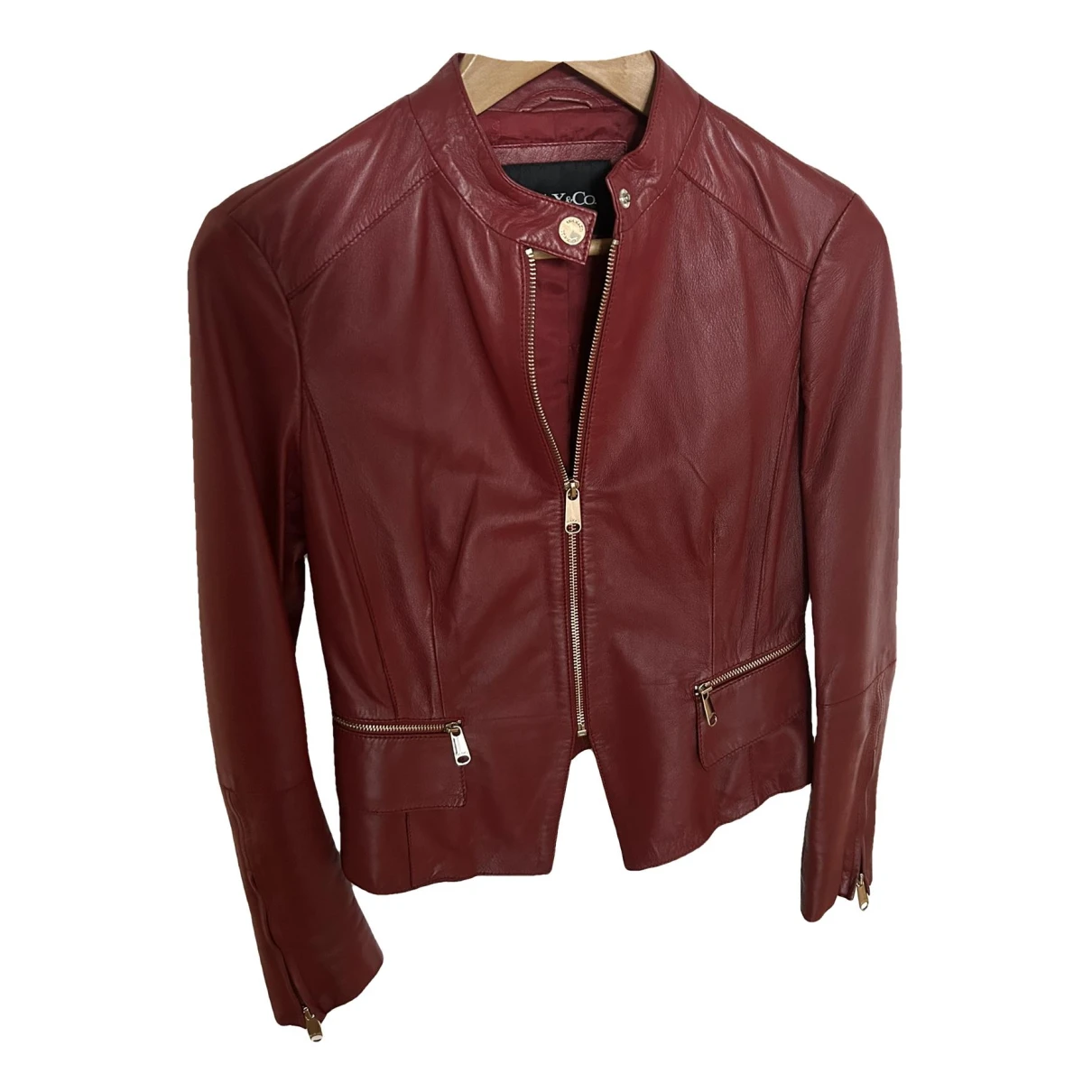 Pre-owned Max & Co Leather Biker Jacket In Red