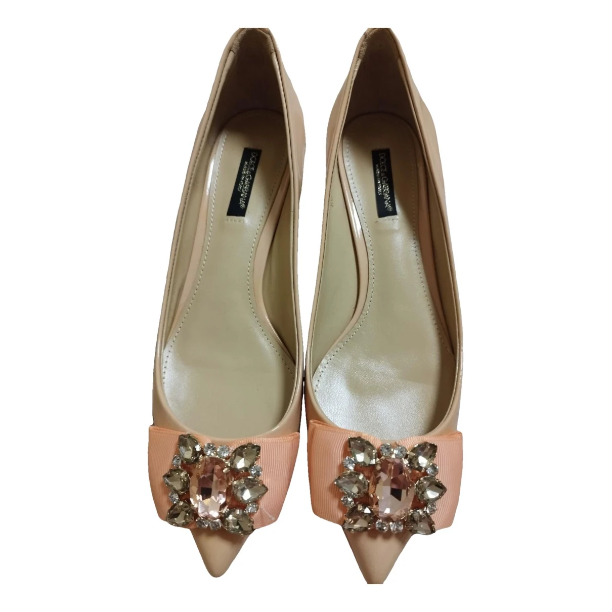 Pre-owned Dolce & Gabbana Mary Jane Leather Heels In Beige