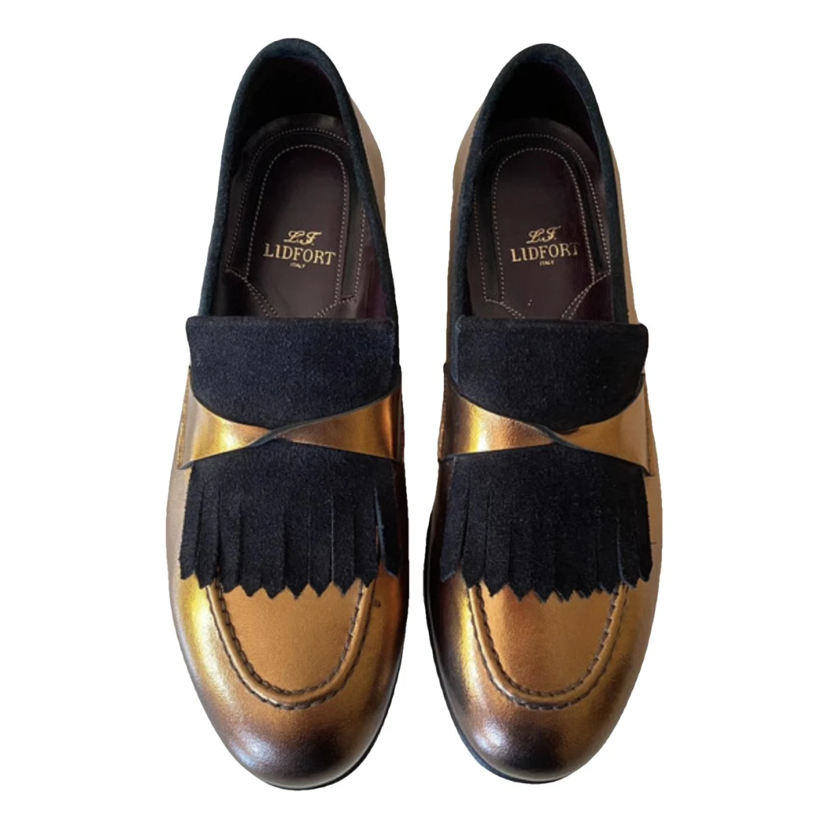 Pre-owned Lidfort Leather Flats In Gold