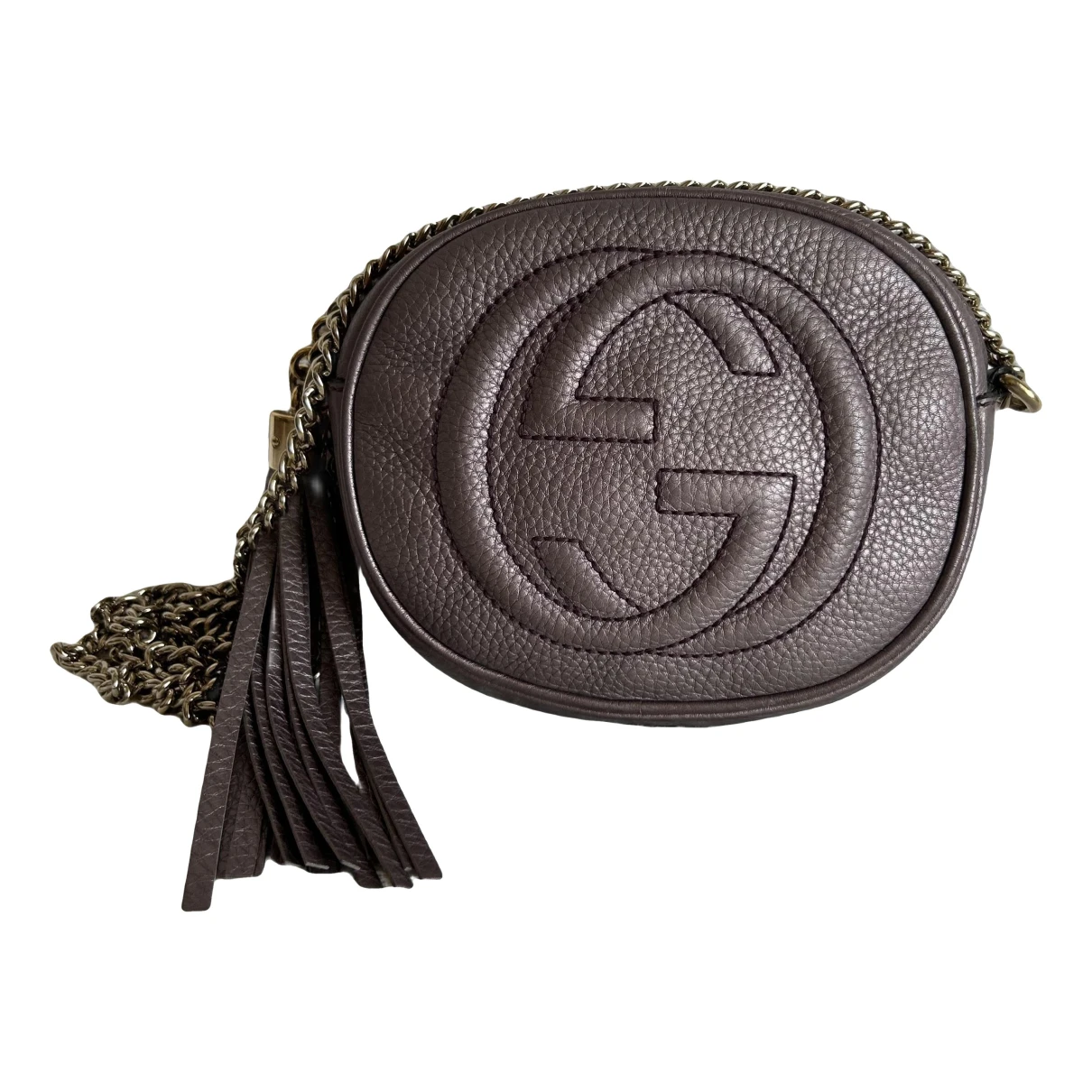 Pre-owned Gucci Soho Chain Leather Handbag In Purple