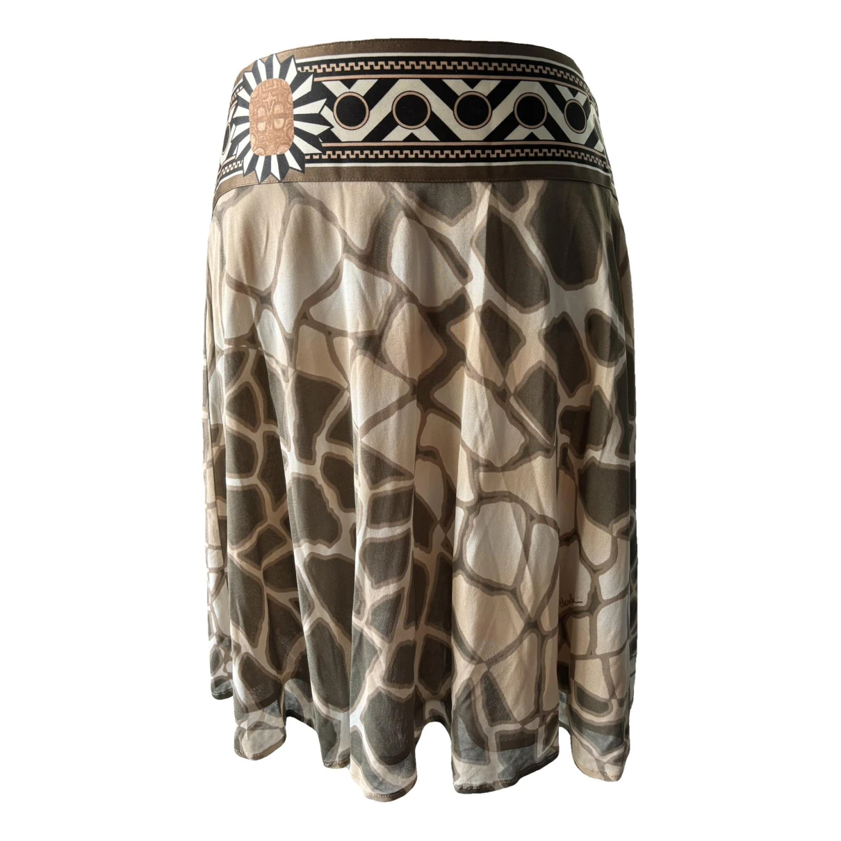 Pre-owned Roberto Cavalli Silk Mid-length Skirt In Beige