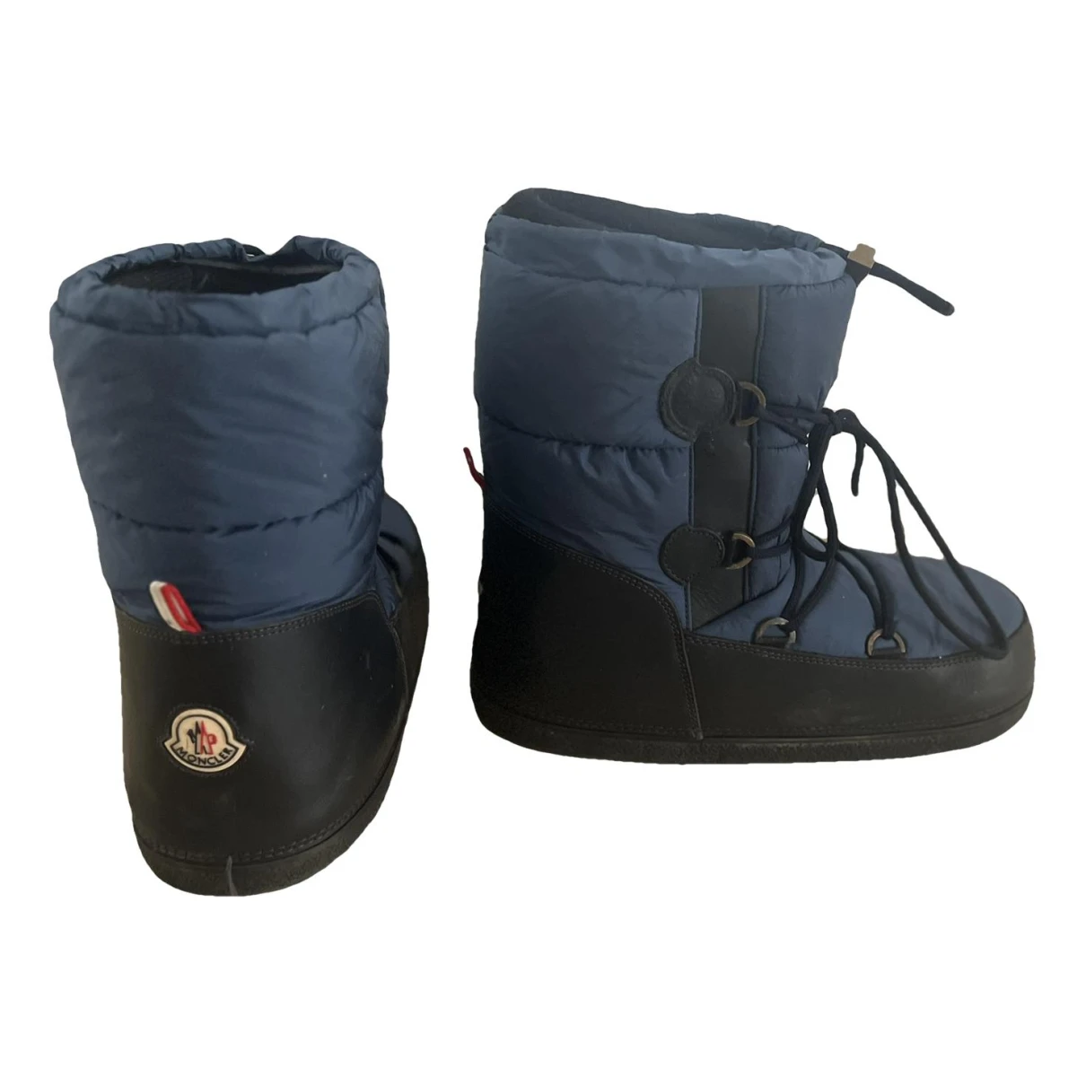 Pre-owned Moncler Cloth Boots In Blue