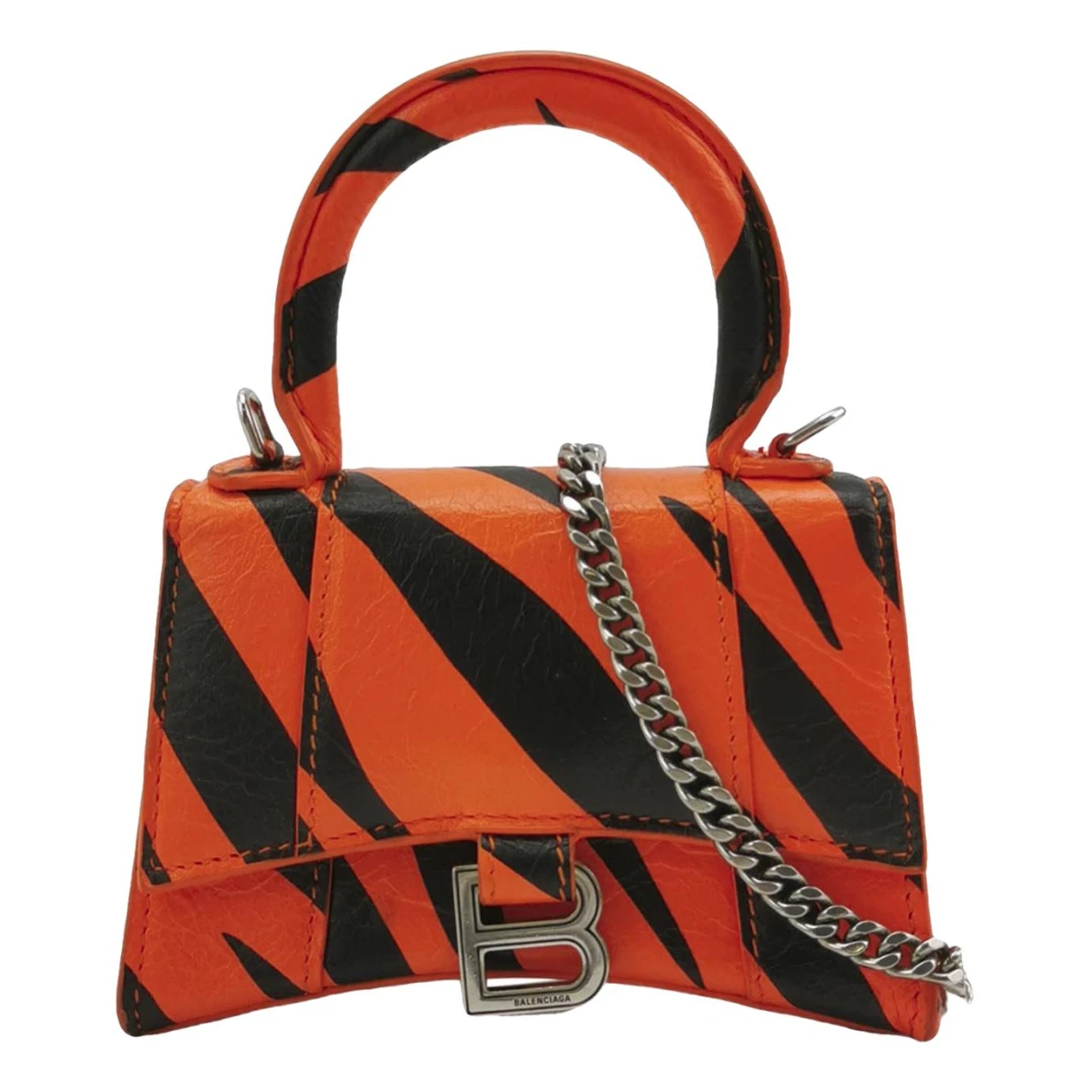 Pre-owned Balenciaga Hourglass Leather Handbag In Orange