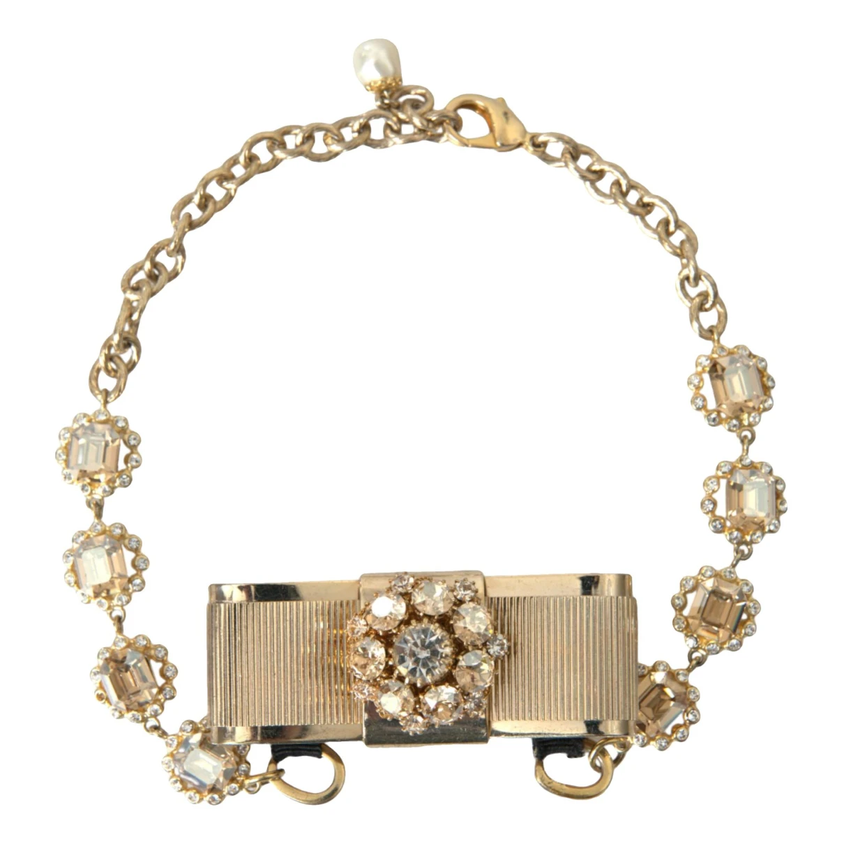 Pre-owned Dolce & Gabbana Crystal Necklace In Gold