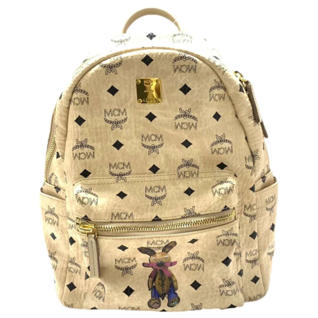 Pre-owned Mcm Leather Backpack In Beige