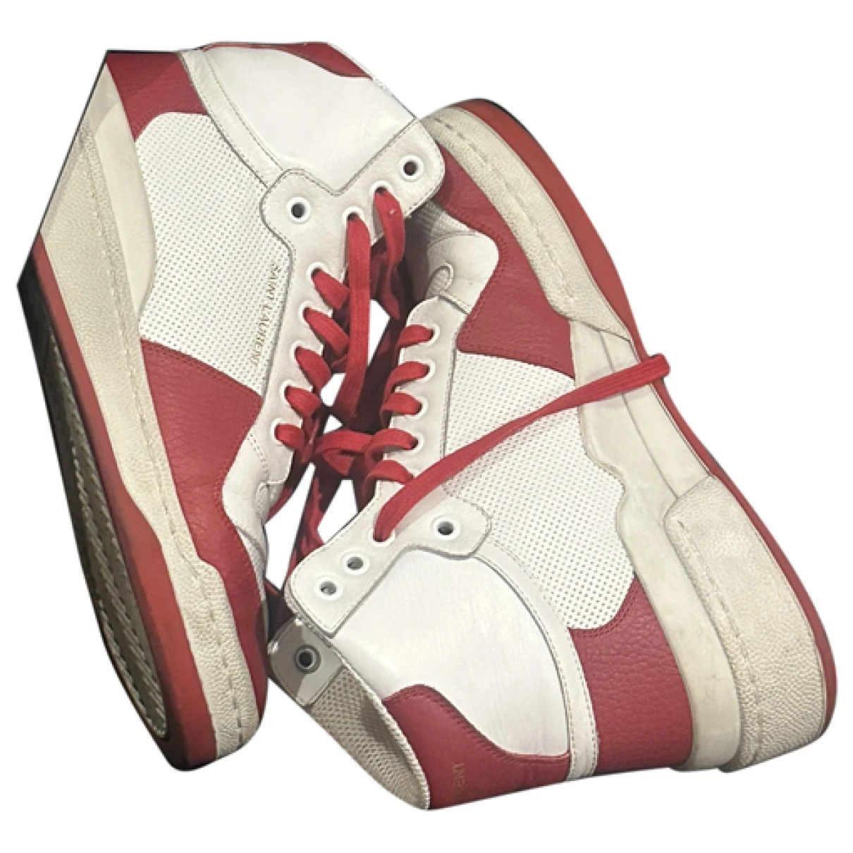 Pre-owned Saint Laurent Leather High Trainers In Red
