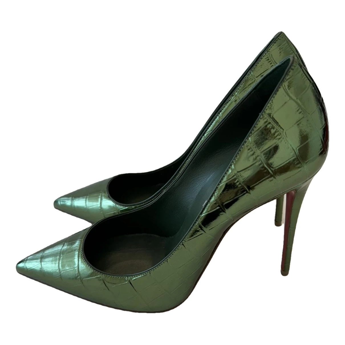 Pre-owned Christian Louboutin Pigalle Leather Heels In Green