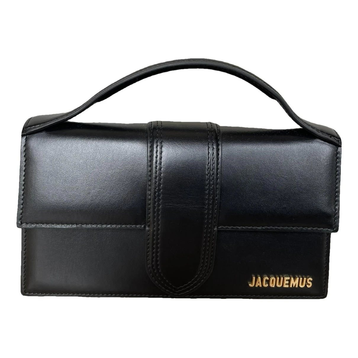 Pre-owned Jacquemus Le Grand Bambino Leather Handbag In Black