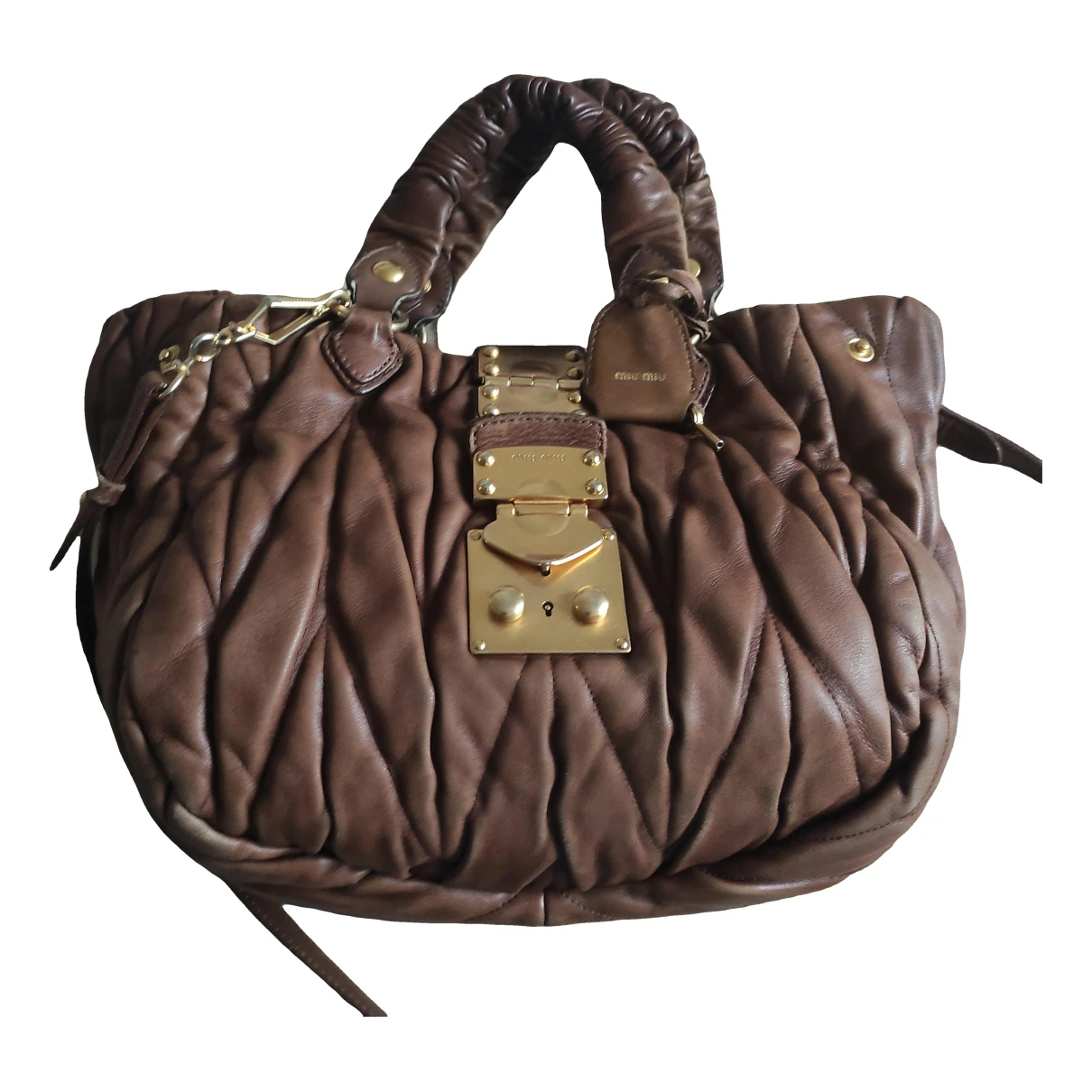 Pre-owned Miu Miu Matelassé Leather Handbag In Brown