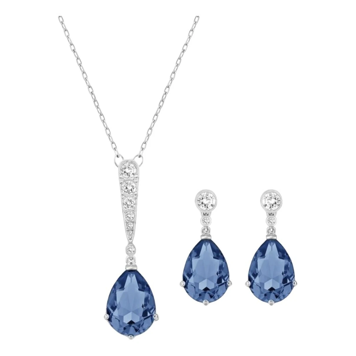 Pre-owned Swarovski Crystal Jewellery Set In Blue
