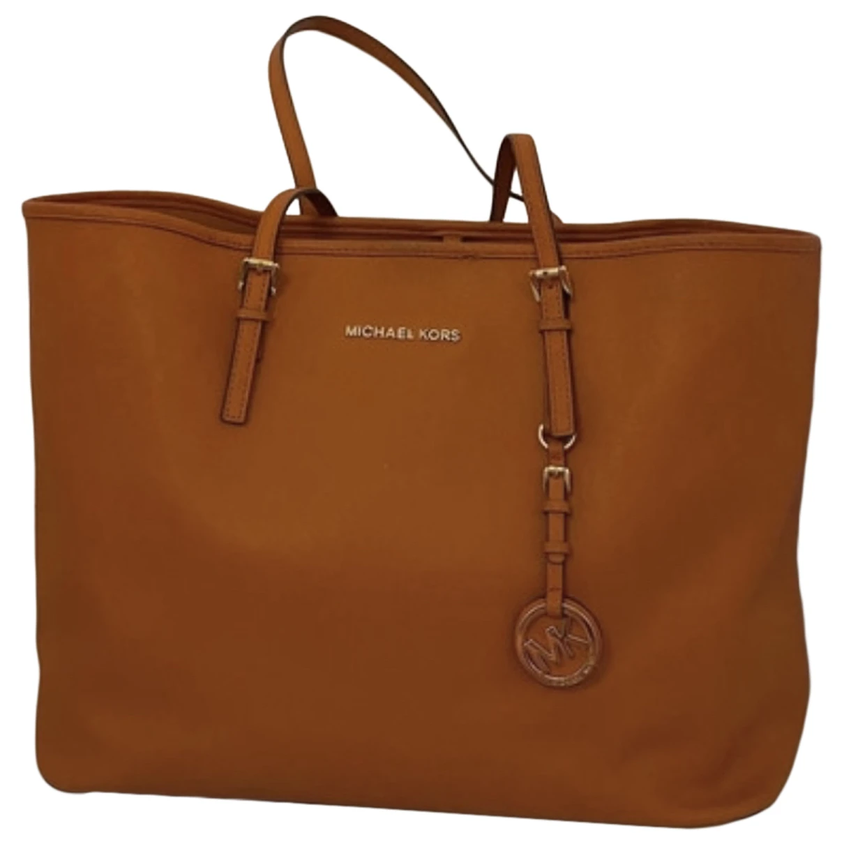Pre-owned Michael Kors Jet Set Leather Handbag In Orange