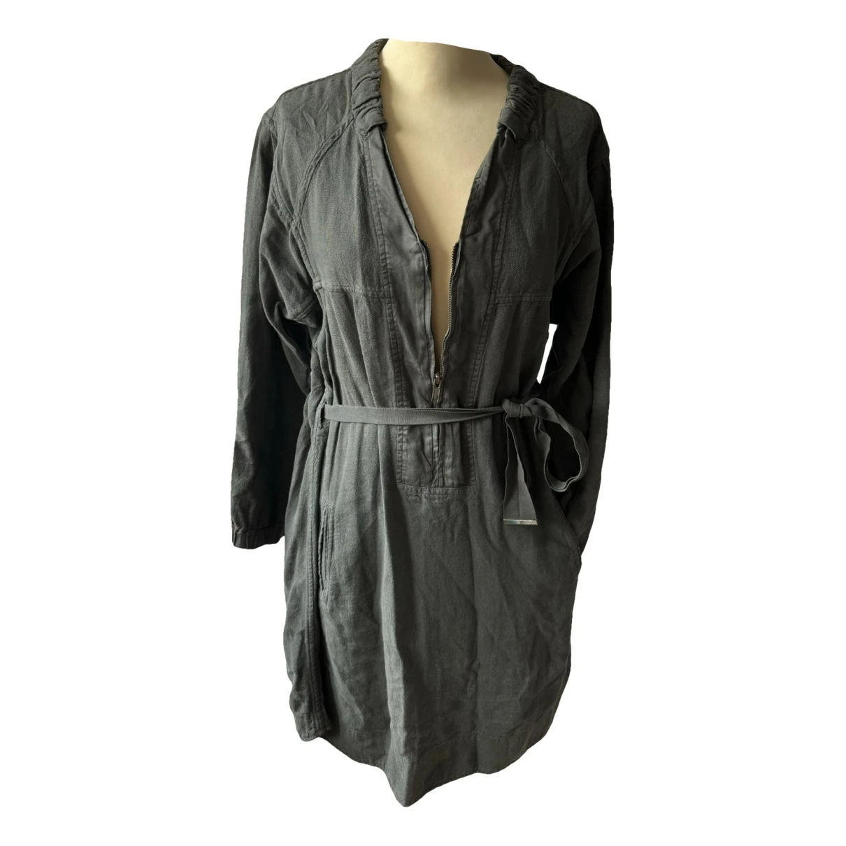 Pre-owned Isabel Marant Étoile Linen Mid-length Dress In Anthracite