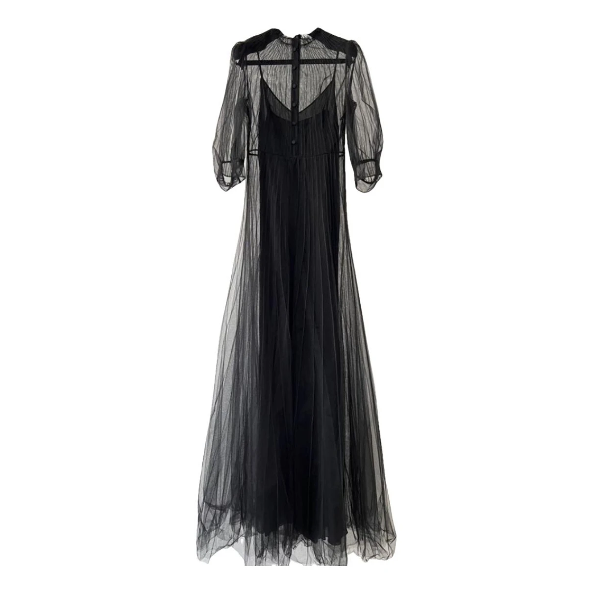 Pre-owned Valentino Silk Maxi Dress In Black