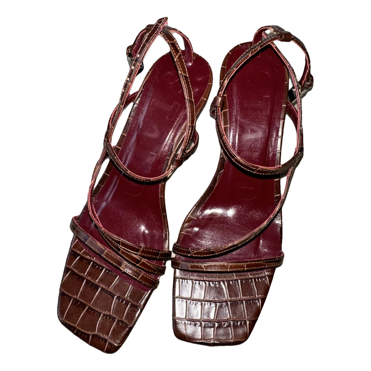 Pre-owned Staud Leather Heels In Burgundy