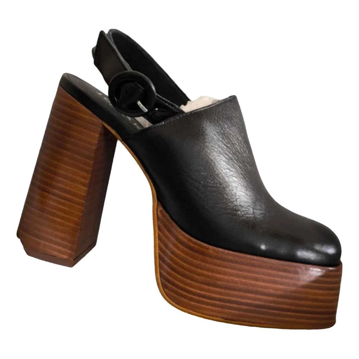 Pre-owned Jonak Leather Mules & Clogs In Black