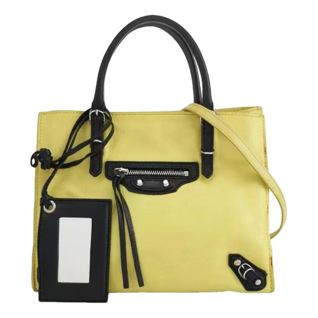Pre-owned Balenciaga Papier Leather Handbag In Yellow