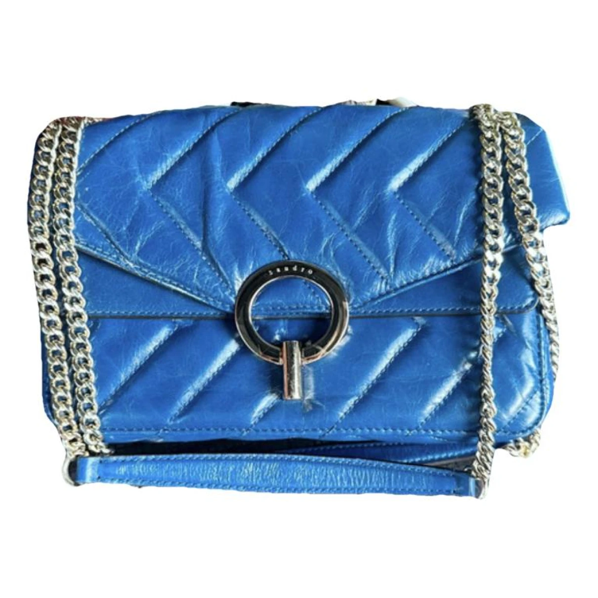 Pre-owned Sandro Yza Leather Handbag In Blue