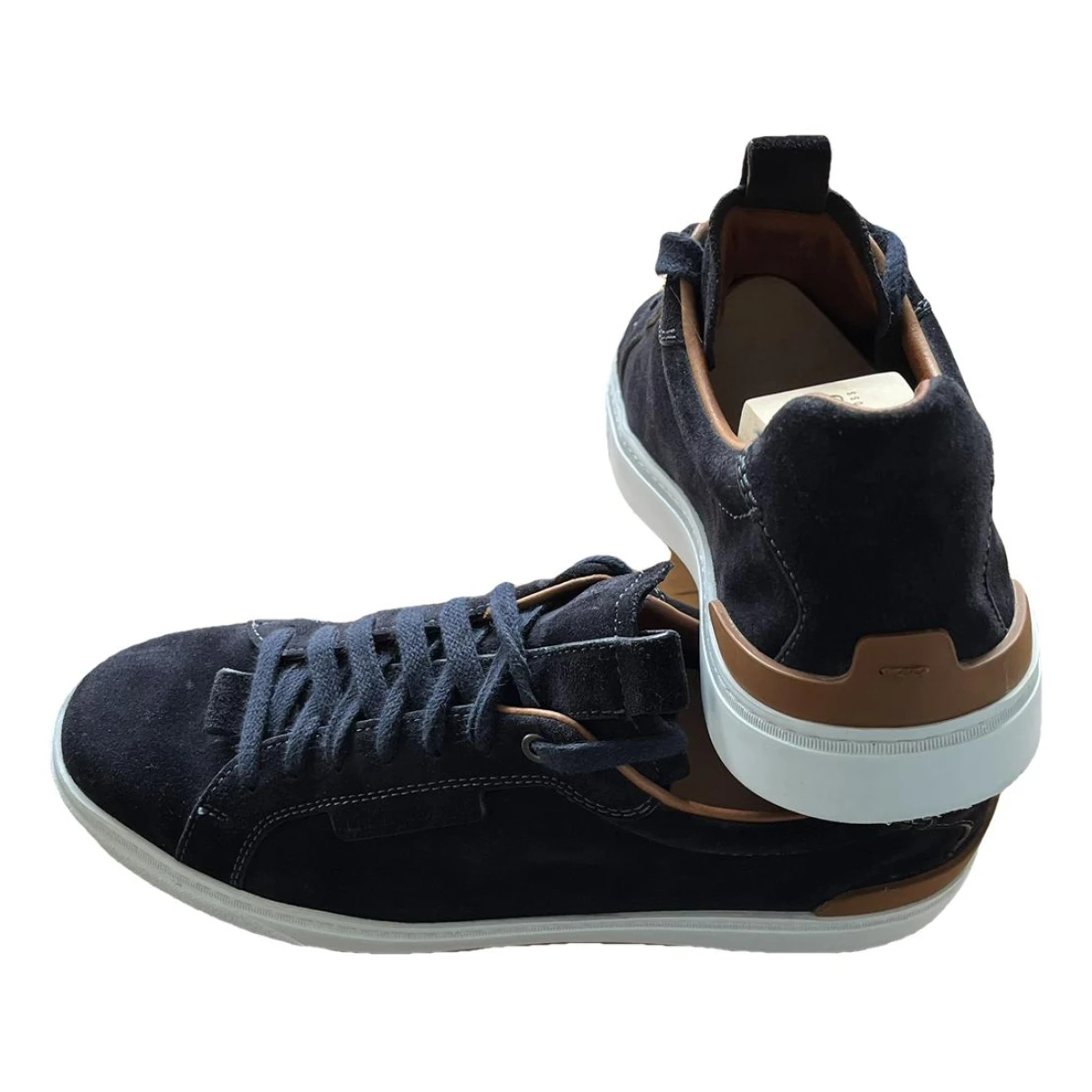 Pre-owned Ermenegildo Zegna Leather Low Trainers In Blue