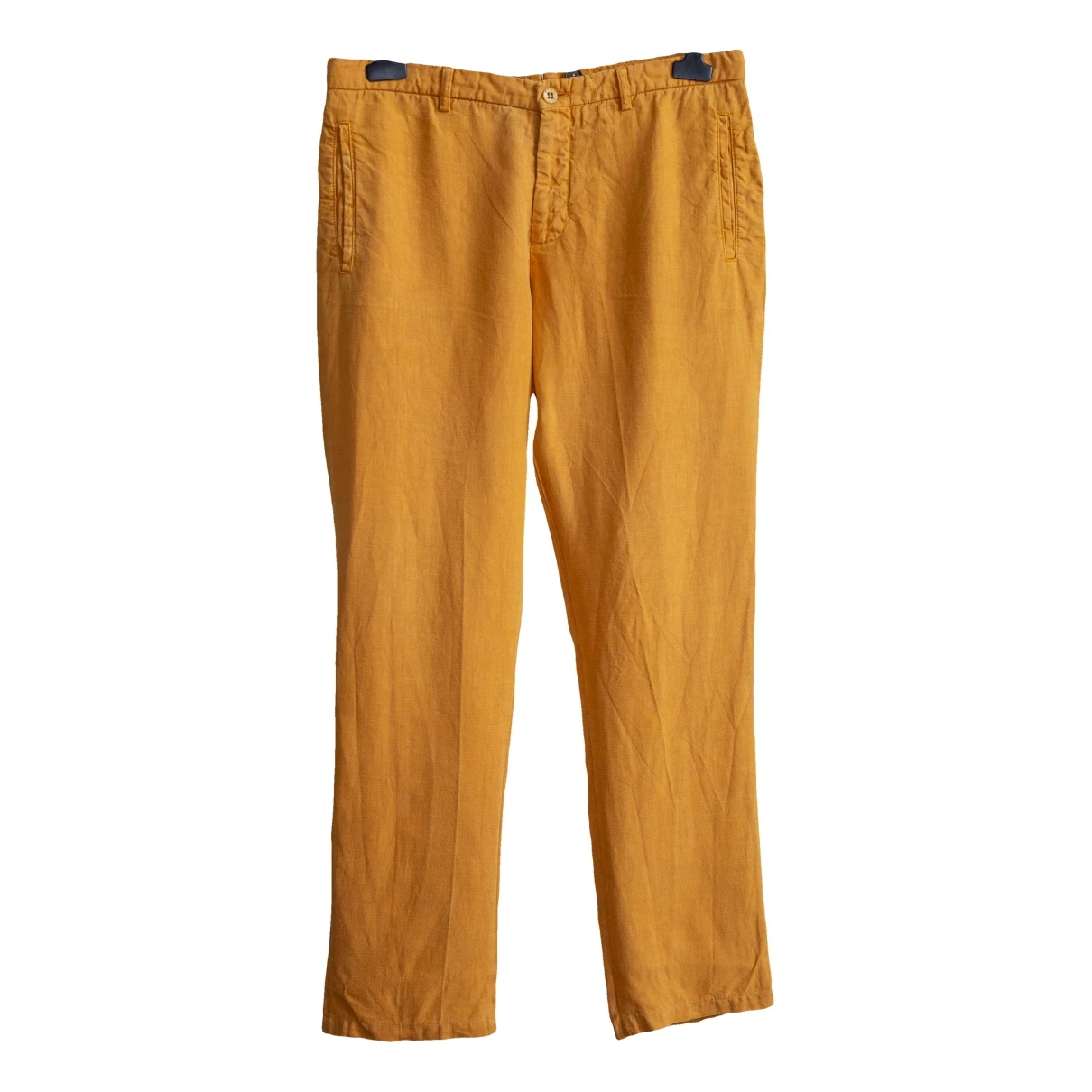 Pre-owned Etro Linen Trousers In Orange
