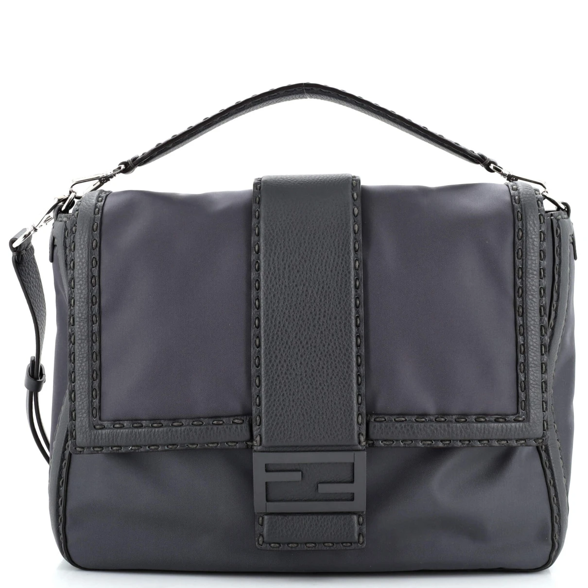 Pre-owned Fendi Leather Crossbody Bag In Grey