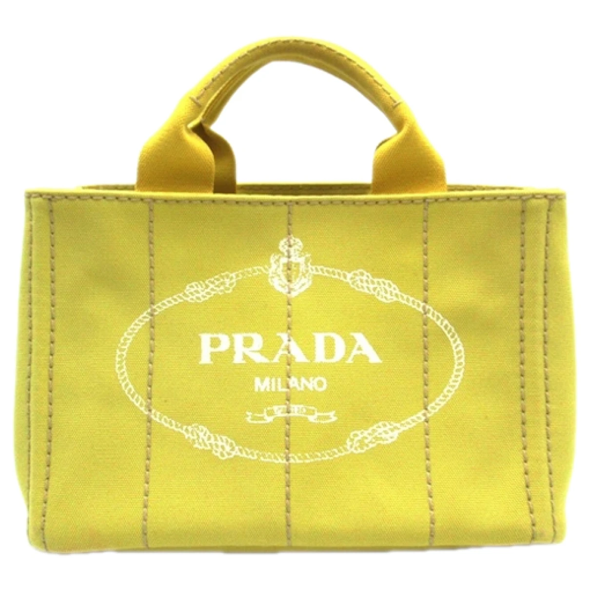 Pre-owned Prada Cloth Tote In Yellow