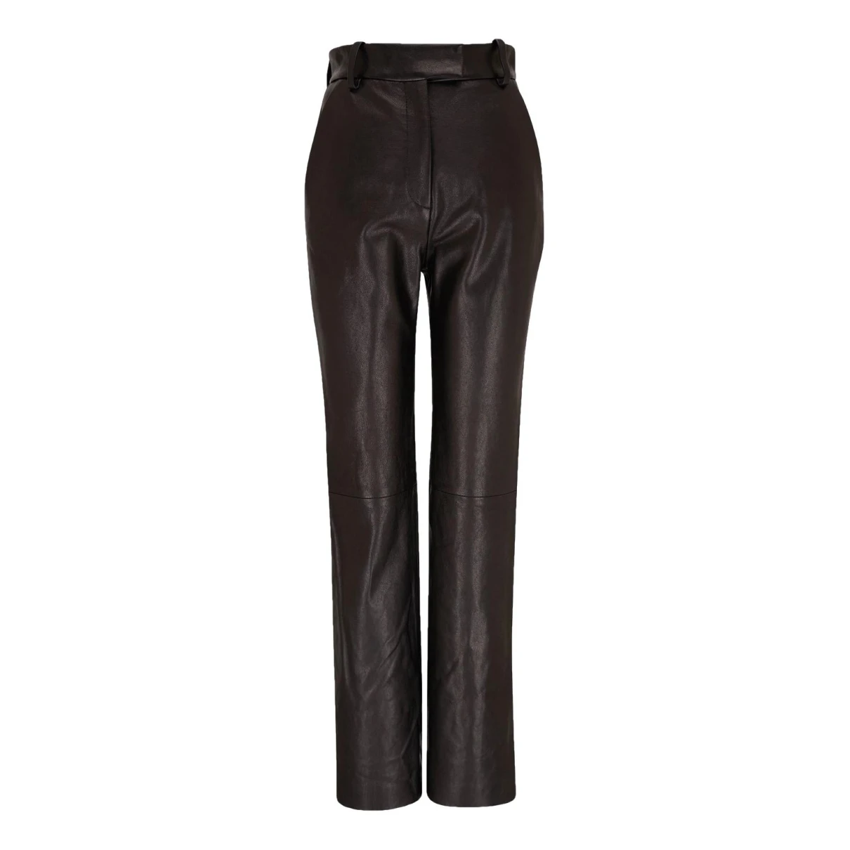 Pre-owned Khaite Leather Straight Pants In Black