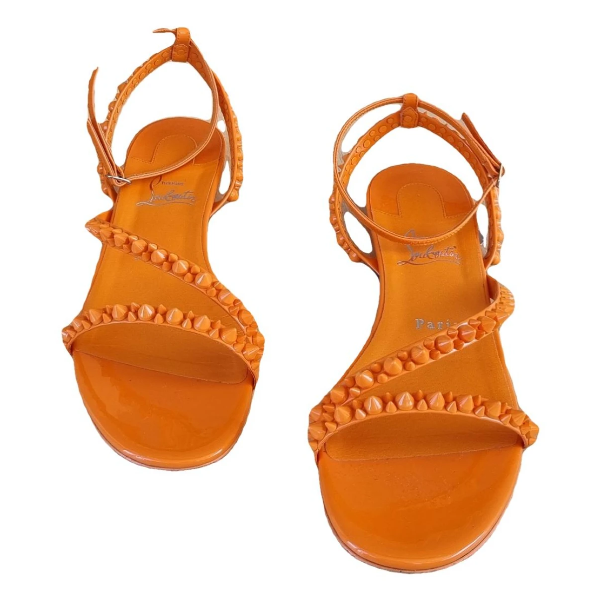 Pre-owned Christian Louboutin Patent Leather Sandal In Orange