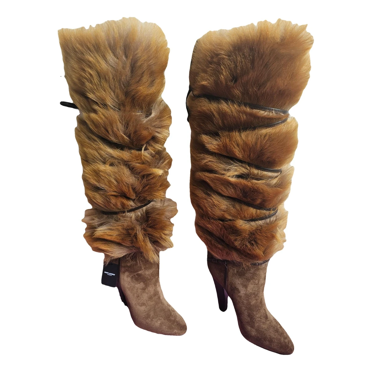 Pre-owned Saint Laurent Shearling Boots In Brown