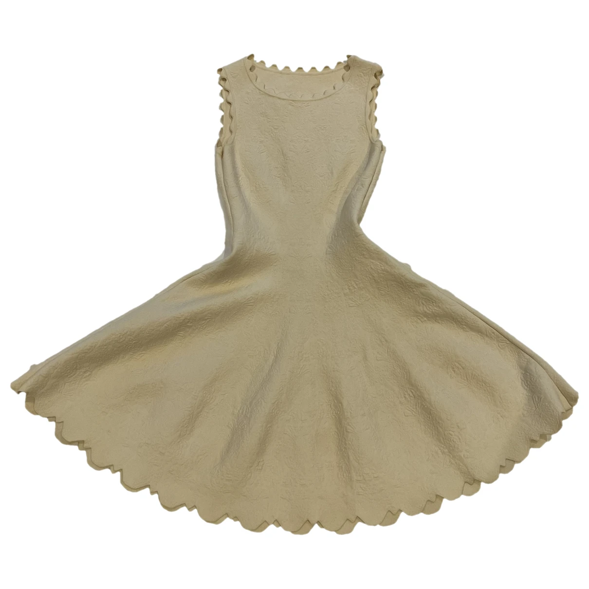Pre-owned Alaïa Wool Mini Dress In Ecru