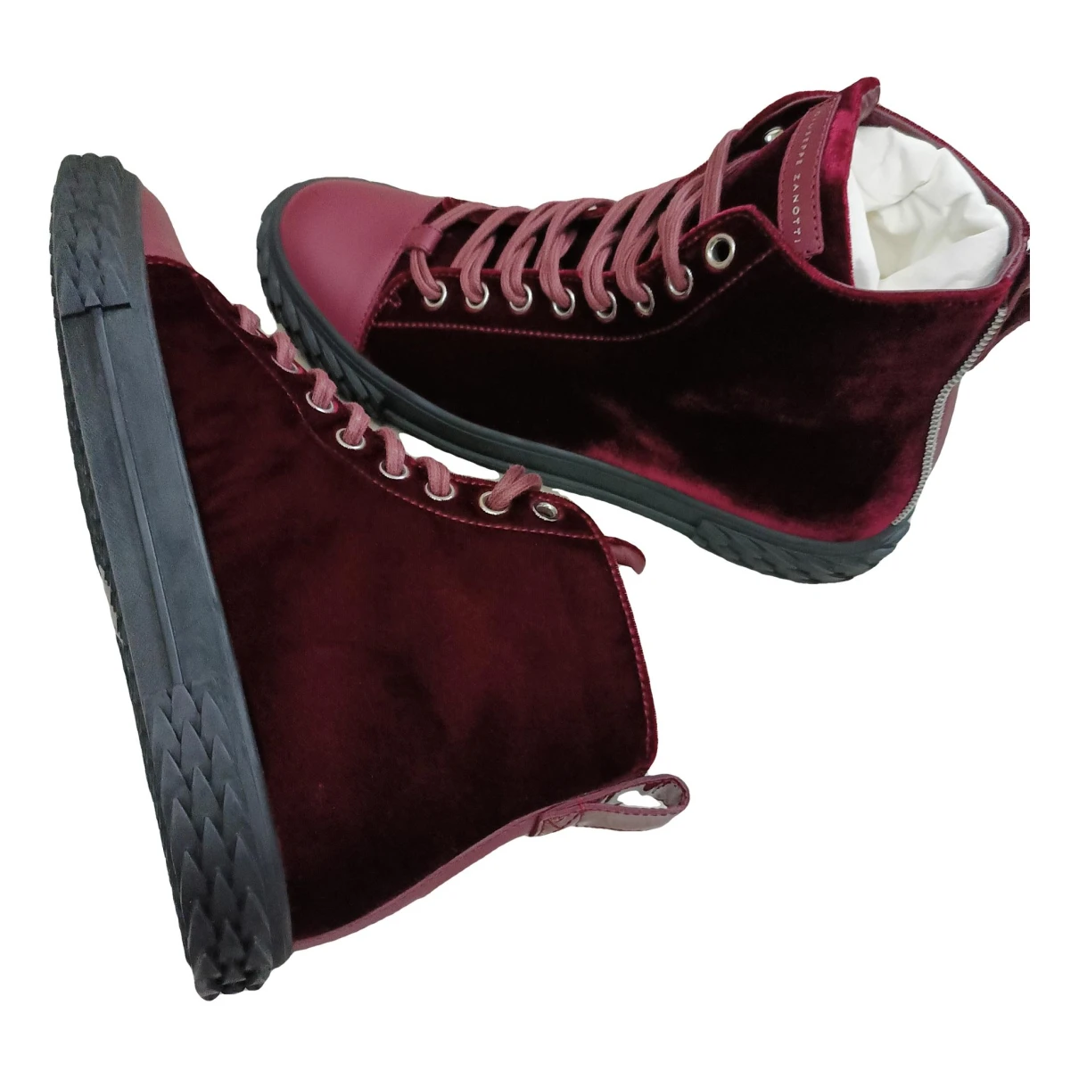 Pre-owned Giuseppe Zanotti Leather High Trainers In Burgundy