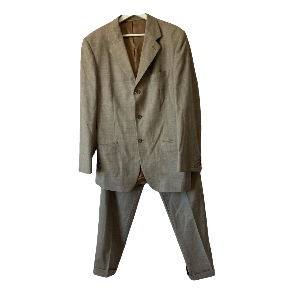 Pre-owned Massimo Dutti Wool Suit In Brown