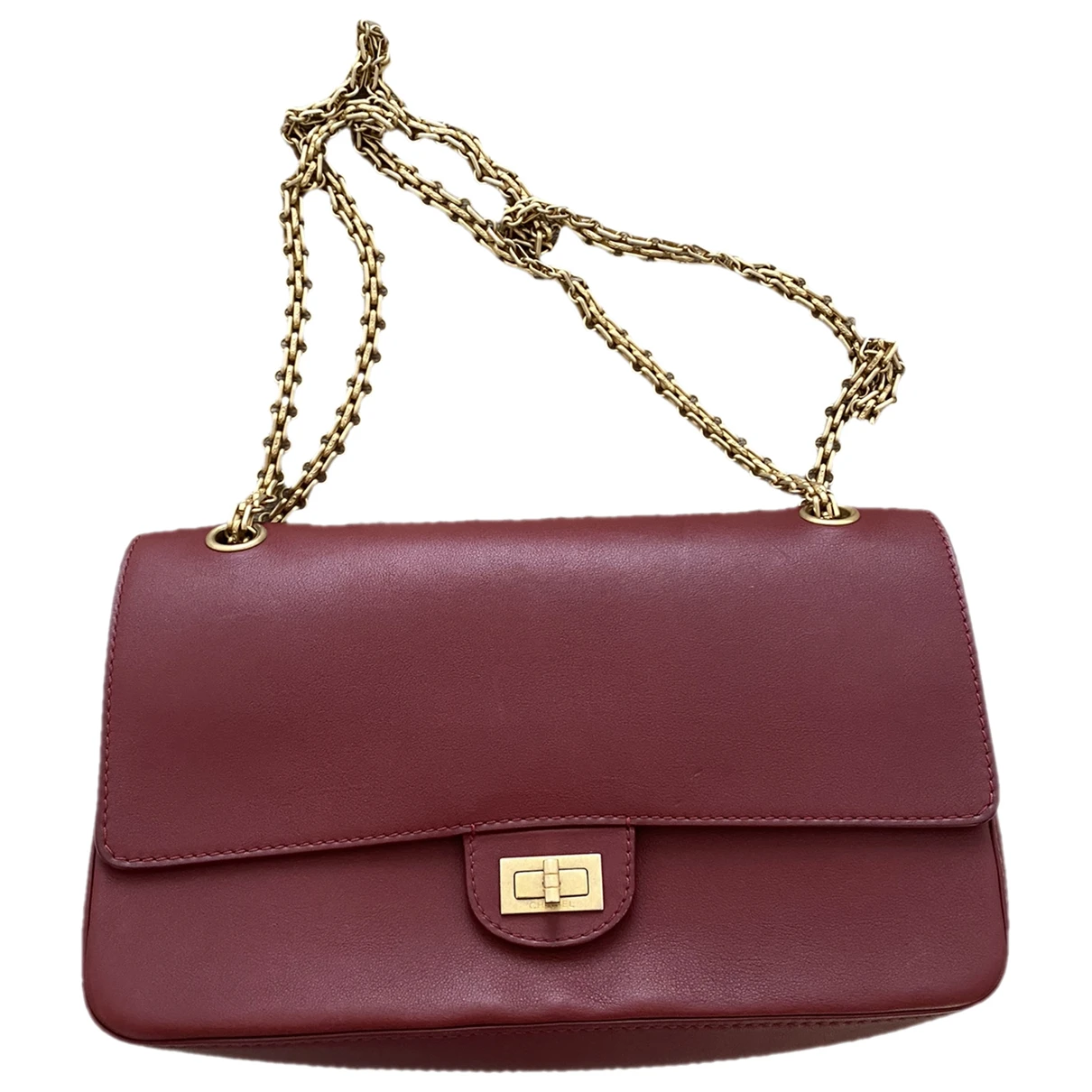 Pre-owned Chanel 2.55 Leather Crossbody Bag In Burgundy