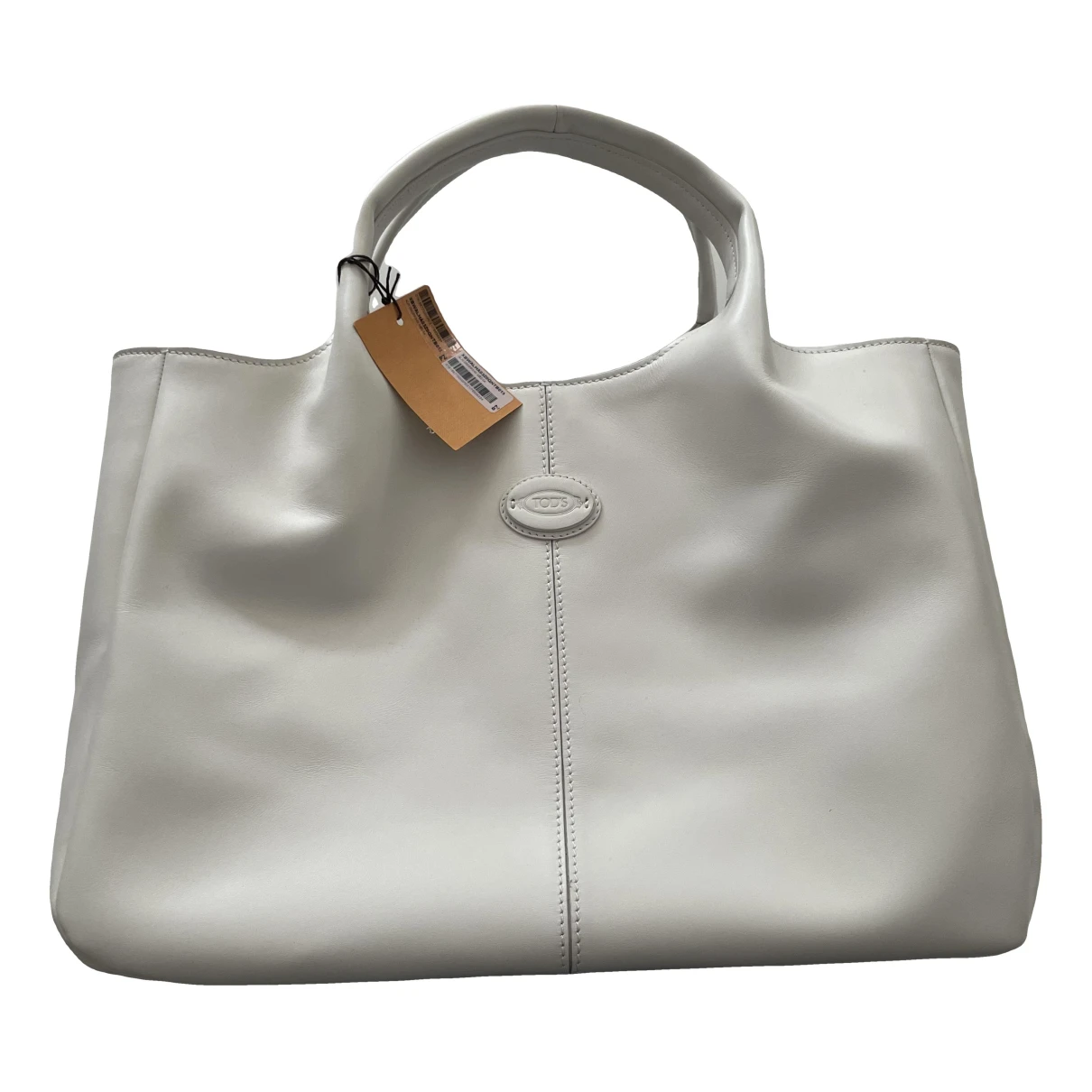 Pre-owned Tod's Shopping Media Leather Handbag In White