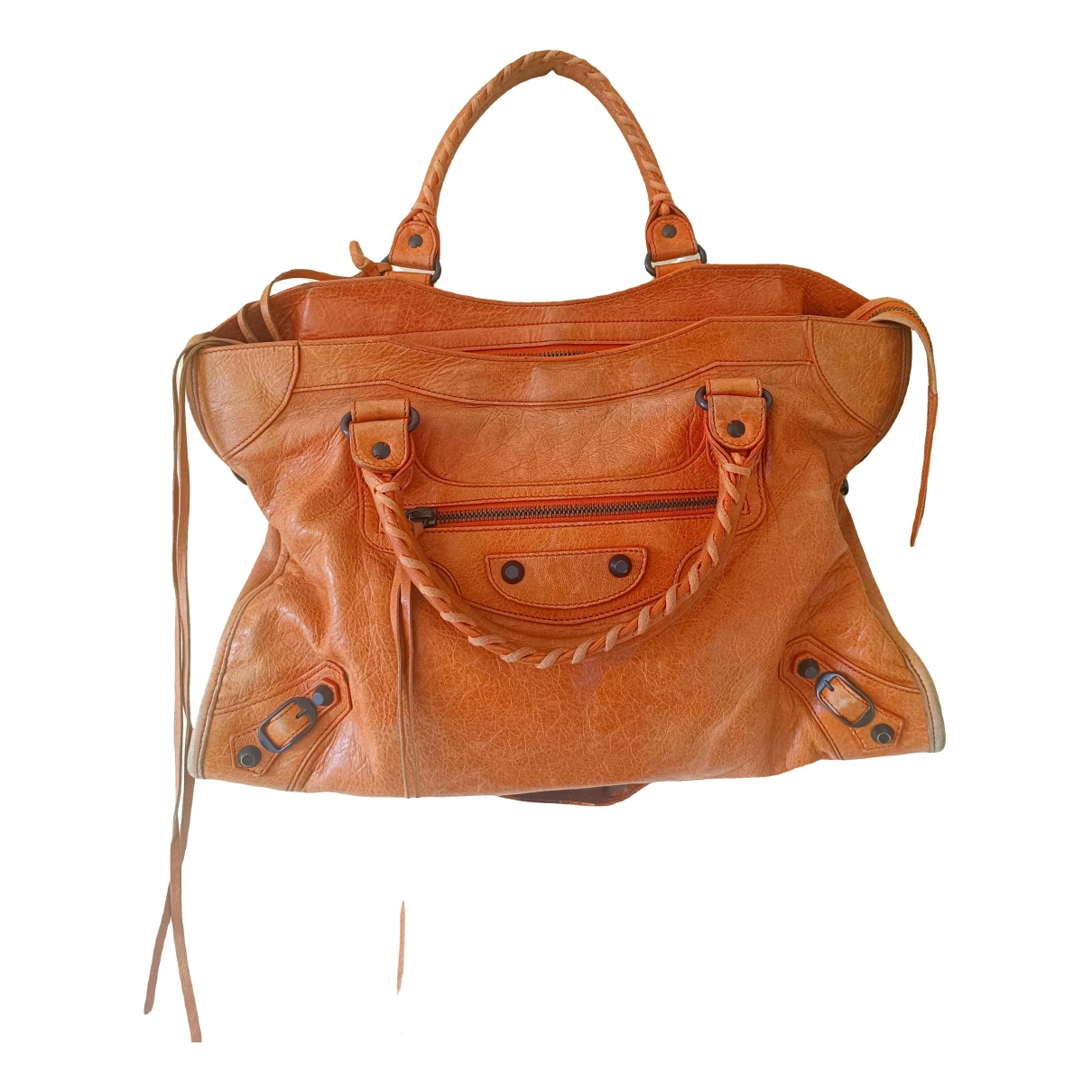 Pre-owned Balenciaga City Leather Crossbody Bag In Orange